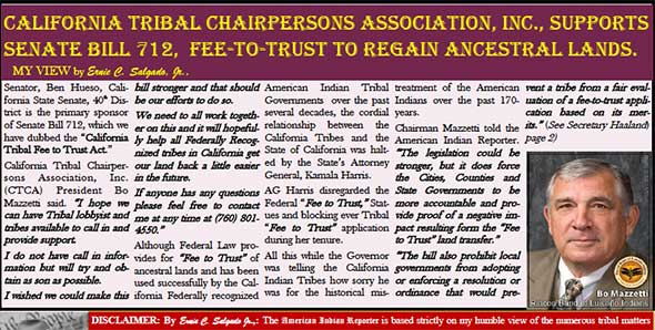 NEWSMAKERS IN INDIAN COUNTRY: CALIFORNIA TRIBAL CHAIRPERSON'S ASSOCIATION (CTCA) IN THE NEWS